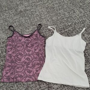 Women's Pink and White Camisole Set